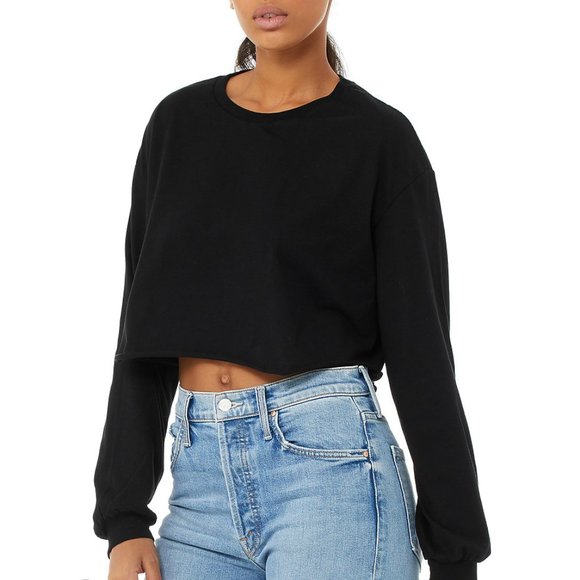 Bella Canvas Black Cropped Sweatshirt Size Large - Picture 1 of 9